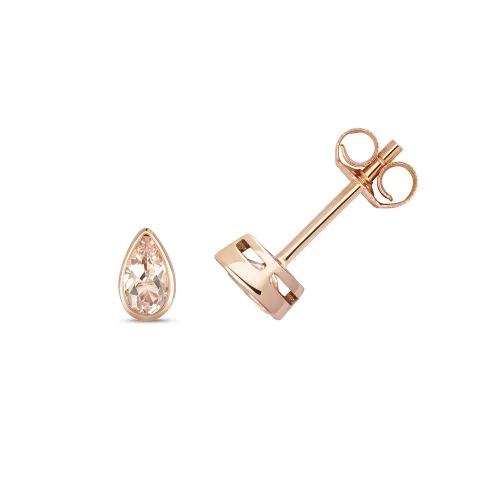 Morganite Pear Rubover Studs